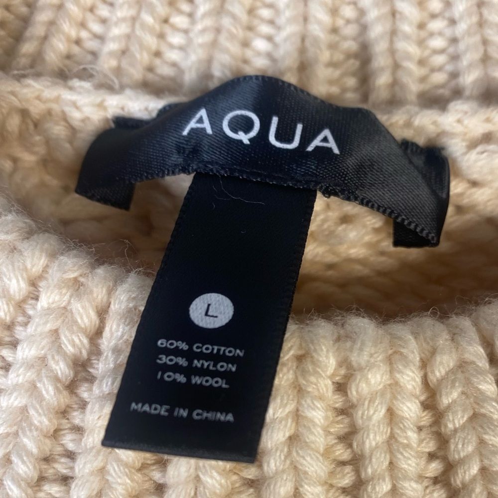 NEW! Aqua Cream Cable Knit Cutout Sweater - Picture 2 of 5